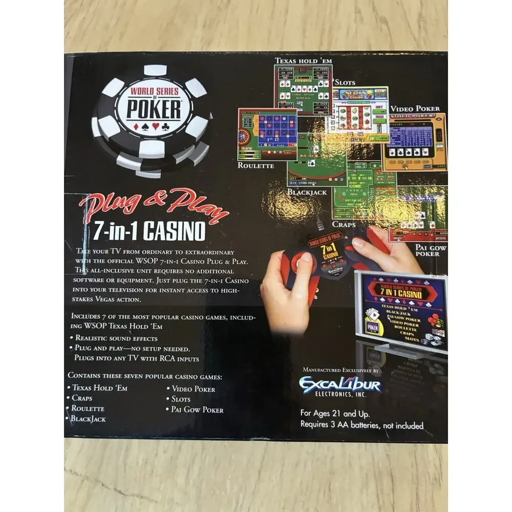 1A World Series of Poker Plug & Play 7-in-1 Casino Gambling Video Game Excalibur